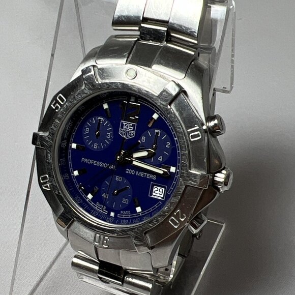TAG HEUER CN1112 Chronograph Blue Dial Quartz Men's Date 39mm Steel 200M Watch - Picture 1 of 8